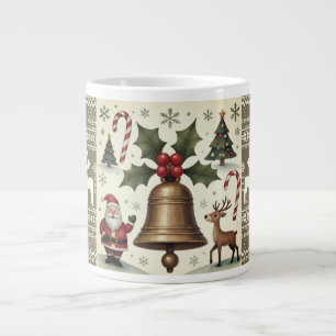 Vintager Stil, Weihnachtsmuster Jumbo-Tasse
