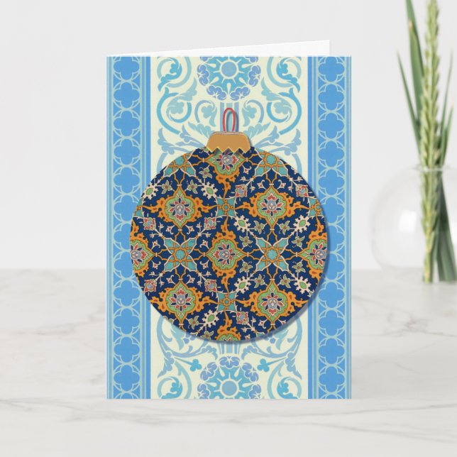 Vintager Stil Weihnachtsschmuck Blue Holiday Karte (Vorderseite)