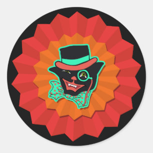 Vintager Stilkatzenkatze in einem Hut Niedlich Runder Aufkleber