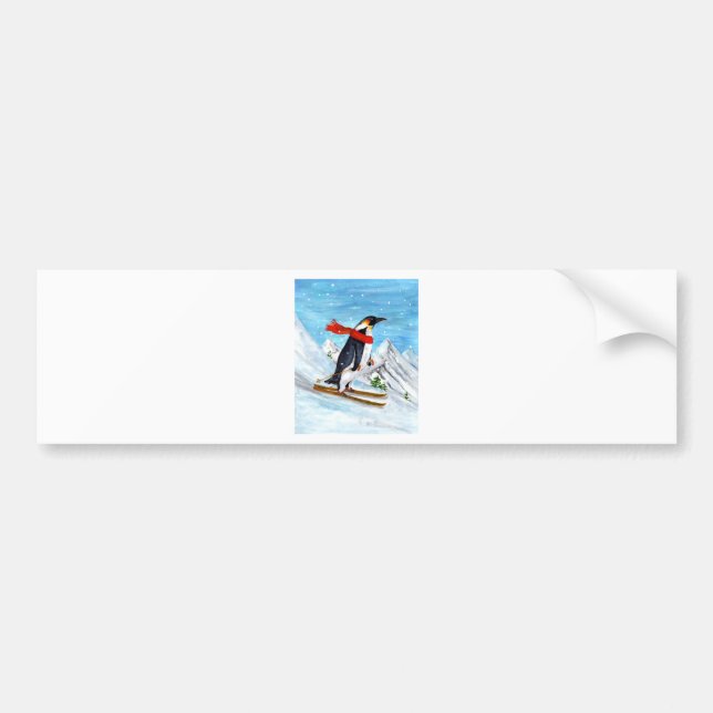 Vintager Stilpinguin Skifahren Autoaufkleber (Vorne)