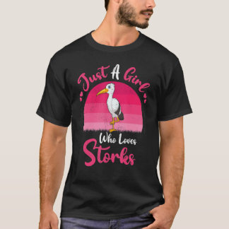 Vintager Stork Bird nur ein Mädchen, das Storchen  T-Shirt