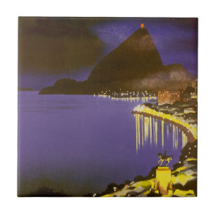 Vintager Strand am Abend in Rio de Janeiro, Brasil Fliese
