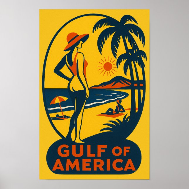 Vintager Strand am Golf von Amerika Poster (Vorne)