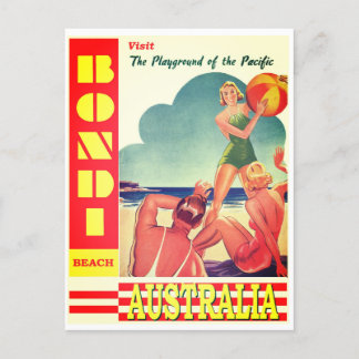 Vintager Strand Bondi Postcard Postkarte