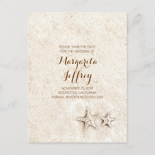 Vintager Strand Save the Date Postkarten (Vorderseite)