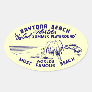 Vintager Strand von Daytona Ovaler Aufkleber