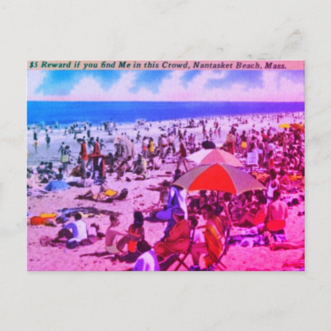 Vintager Strand von Nantasket, Massachusetts Postkarte (Vorderseite)