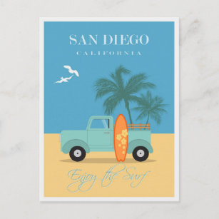 Vintager Strand von San Diego Postkarte