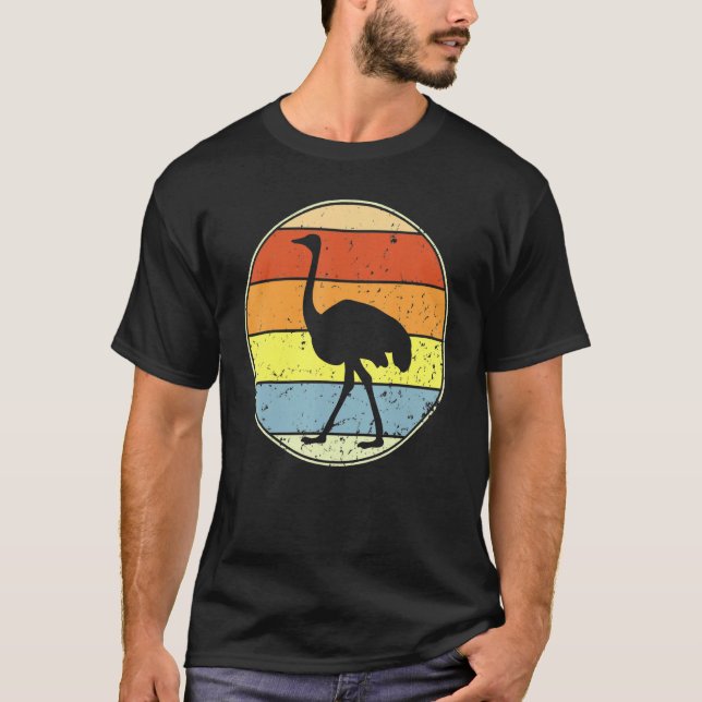 Vintager Straußenrücker Straußenvogel Silhouette A T-Shirt (Vorderseite)