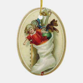 "Vintager Strumpf" Weihnachtsbaum Keramik Ornament