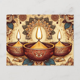 Vintager Style Fappy Diwali Diya Festival of Light Feiertagspostkarte