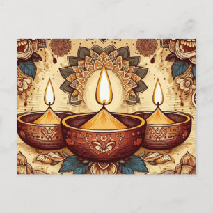 Vintager Style Fappy Diwali Diya Festival of Light Feiertagspostkarte