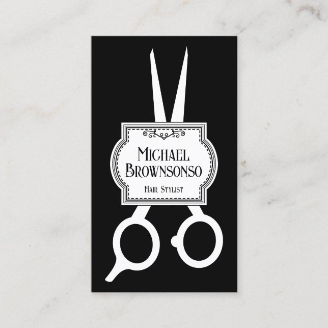 Vintager Stylist Barberschere Visitenkarte (Vorderseite)