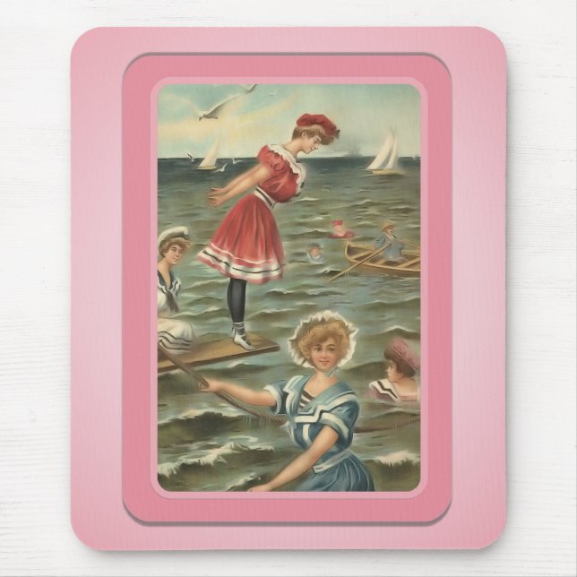 Vintager Sun-Badegast-Strand Mousepad (Vorne)