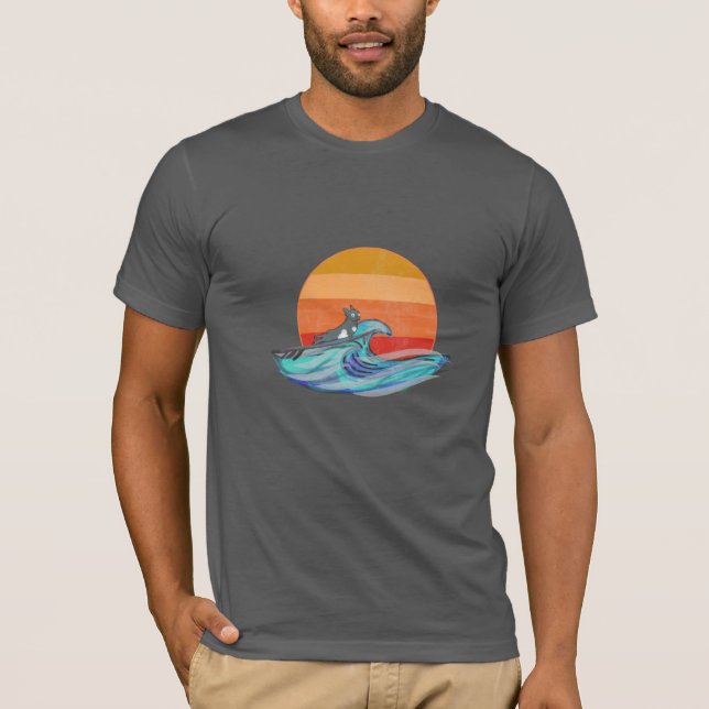 Vintager surfender Hundeshirt für Männer T-Shirt (Vorderseite)
