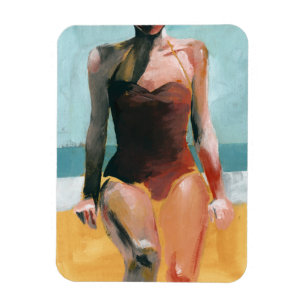 Vintager Swim - roter Badeanzug Magnet