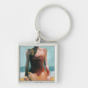 Vintager Swim - roter Badeanzug Schlüsselanhänger