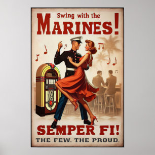 Vintager Swing-Tanzgesang für den Militärdienst Poster