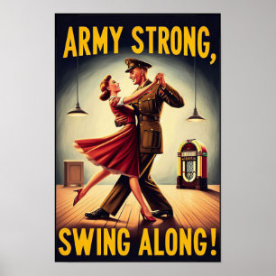 Vintager Swing-Tanzgesang für den Militärdienst Poster