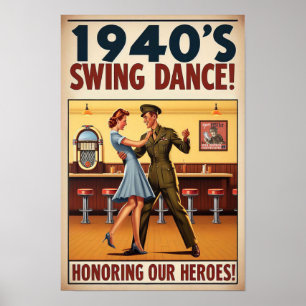 Vintager Swing-Tanzgesang für den Militärdienst Poster