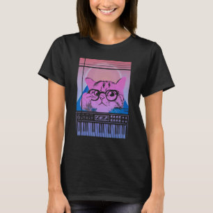 Vintager Synthesizer Katzenretro Synth Vaporwave-S T-Shirt
