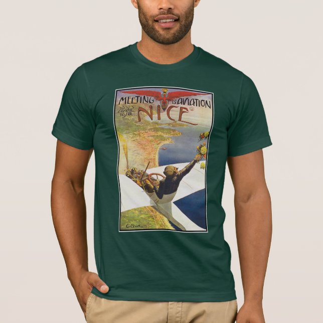 Vintager T - Shirt des Flugzeugs: Meeting d'Aviati (Vorderseite)