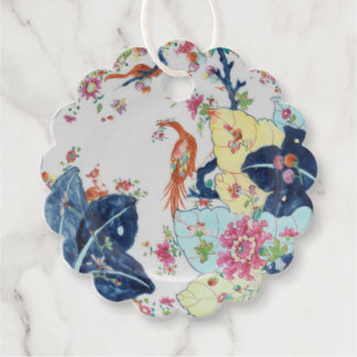 Vintager Tabak Bleich blau & weiß mit rosa Geschen Geschenkanhänger