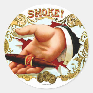 Vintager Tabak Zigarren Box Art Rauch Runder Aufkleber