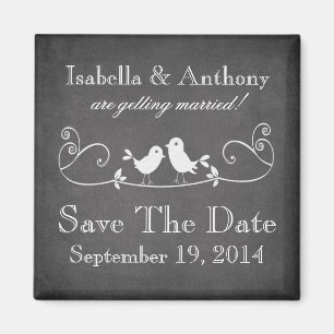 Vintager Tafel-Liebe-Vogel-Save the Date Magnet
