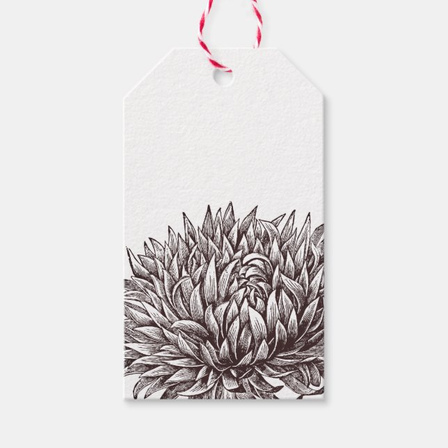 Vintager Tag Chrysanthemum Kraft Geschenkanhänger (Vorderseite)