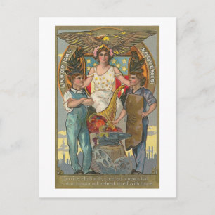 Vintager Tag der patriotischen Arbeit Amerikas Postkarte