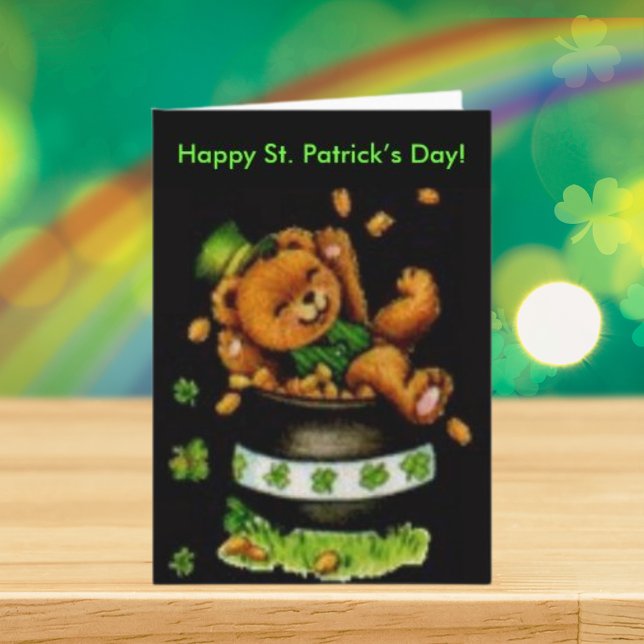 Vintager Tag des Bären St Patrick's Karte (Vintage Pot of Bear St Patrick's Day Card)