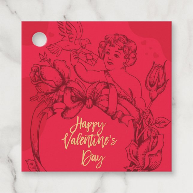Vintager Tag des Roten Valentins Geschenkanhänger (Vorderseite)
