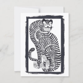 Vintager talismanischer Tiger in Schwarz Postkarte