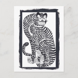 Vintager talismanischer Tiger in Schwarz Postkarte
