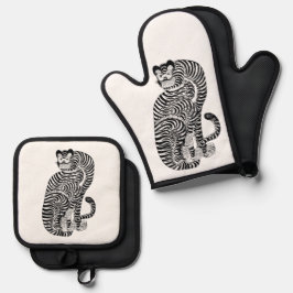 Vintager Talismantiger Kleiner Ofenhandschuh & Topflappen-Set