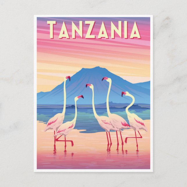 Vintager Tansania Africa Lake Postkarte (Vorderseite)