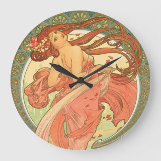 Vintager Tanz von Alphonse Mucha Große Wanduhr
