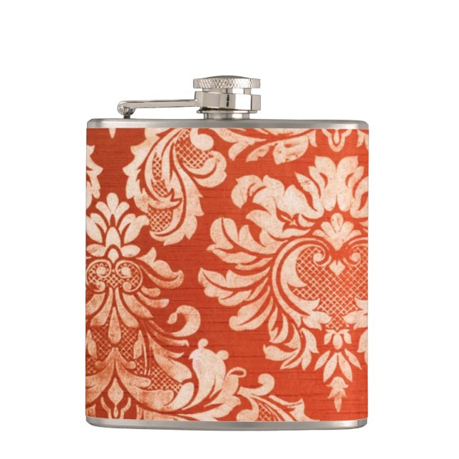Vintager Tapetenmit blumenhintergrund Flachmann (Vorderseite)