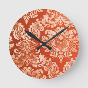 Vintager Tapetenmit blumenhintergrund Runde Wanduhr