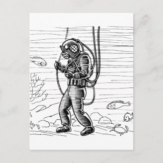 Vintager Taucher - Anzug Postkarte