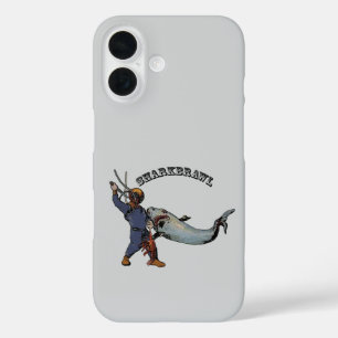 Vintager Taucher, der einen Hai über einem Hummer- iPhone 16 Hülle