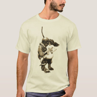 Vintager Taucher mit Tauchsturzhelm und einer T-Shirt