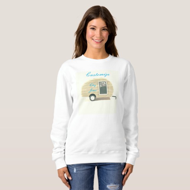 Vintager Teardropanhänger-Sinti und Romawohnwagen Sweatshirt (Vorne ganz)