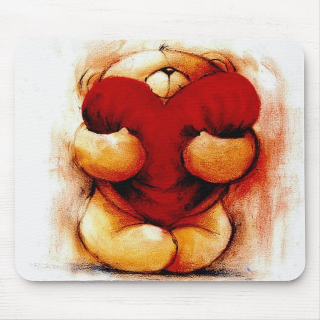 Vintager Teddy mit Herzen Mousepad (Vorne)