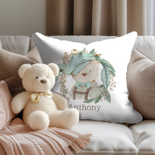 Vintager Teddybär mit Kindername Kissen