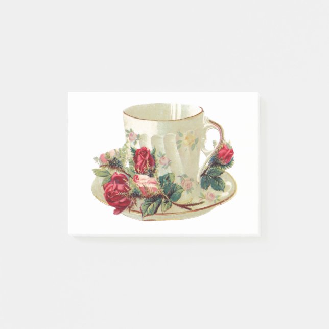 Vintager Tee-Cup Post-it Klebezettel (Vorderseite)