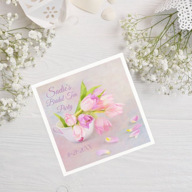 Vintager Tee mit Tulips Bridal Teedusche Napkins Serviette (Von Creator hochgeladen)