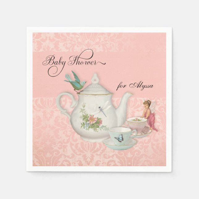 Vintager Teekessel Tea Cup Kinderdusche Dekoration Serviette (Vorderseite)