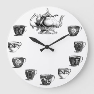 Vintager Teeuhr-Weißhintergrund Große Wanduhr